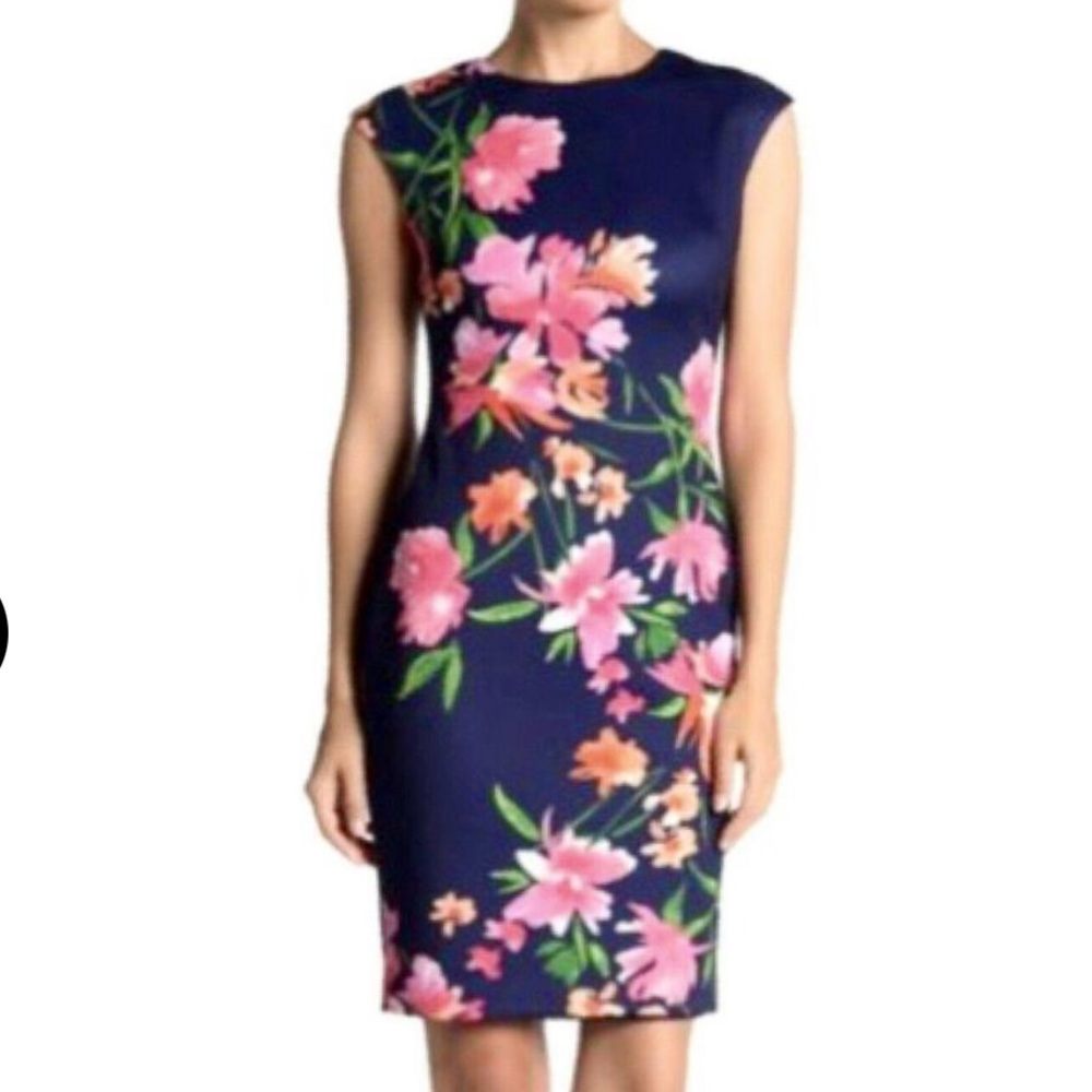 Vince Camuto Navy Floral Dress